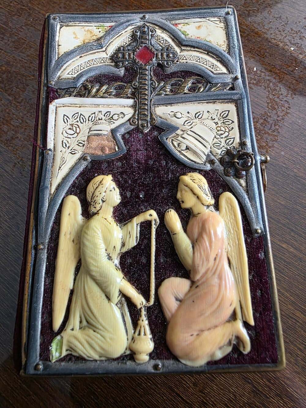 Antique Hungarian Catholic Prayer Book Udvozlegy Maria Velvet Metal Clasp